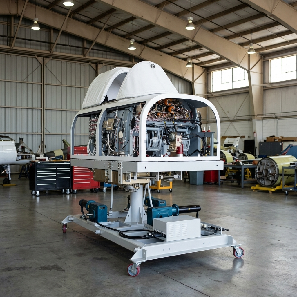 T-38 Cockpit upgraded with the model 400-x control loader and a 3DOF motion platform