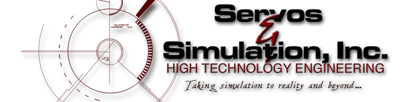 Servos and Simulation logo, motion base platforms, control loader systems, flight controls, subsystem supplier, government contractor, engineering services, custom motion bases, entertainment systems, technical articles, technology, VR